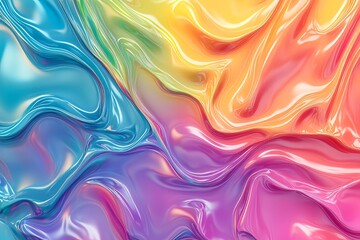 Obraz premium Abstract background - melting wax effect in rainbow colors, liquid flowing texture, glossy and futuristic aesthetics
