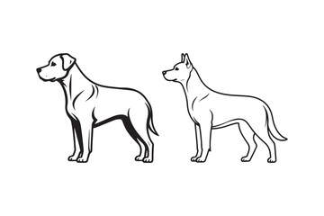 Dog Silhouette and Outline Clipart Set