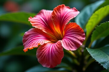 Vibrant Pink Hibiscus Flower Close-up in Natural Light