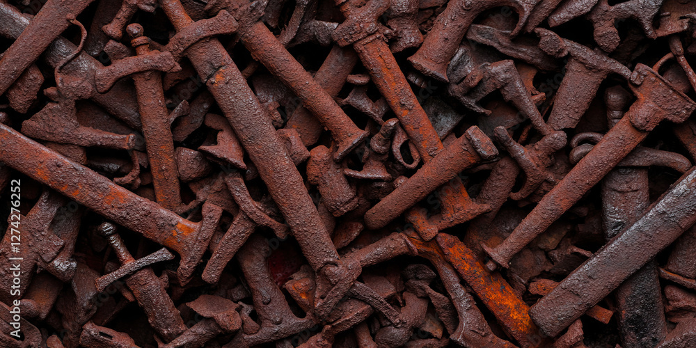 Poster pile of rusted metallic objects