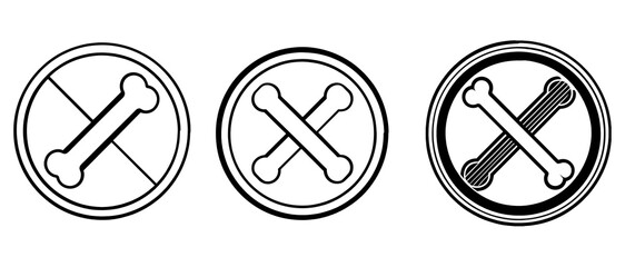 Crossed Bones Vector Icon Set 