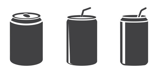 Soda can icon vector in flat style. Dented soda cans icons set. Beverage, beer and brewing sign and symbol. Vector illustration