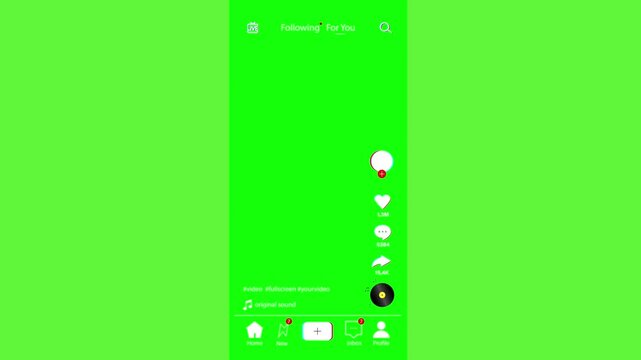 Social media template mobile interface, ui, app, web. Mobile interface. Background with vinyl disc and a lot of buttons. Vertical animation on green background.
