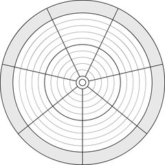 Obraz premium Vector range of needs from seven sectors for daily planner, journal, notebook. Round diagram in white and grey colors