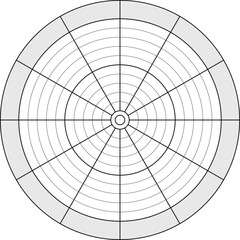 Vector life balance circle in twelve parts. Template for daily planner, journal, notebook in white and grey colors