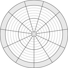 Vector circle diagram of lifestyle balance with eleven segments. Round diagram for daily planner, journal, notebook in white and grey colors