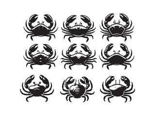simple Crab set vector silhouette style with white background