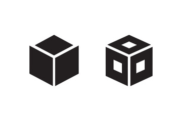 3d cube icon vector silhouette isolated in white background