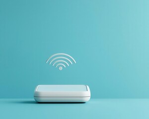 Floating contactless payment symbol with a minimalist approach, digital transaction ease