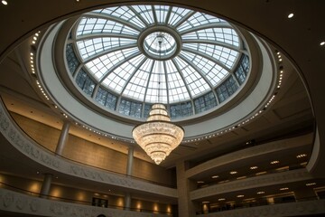 Obraz premium Elegant circular light source with soft silver glow, ambient illumination, contemporary art, sophisticated decor