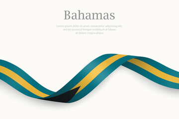 Bahamas flag on Waving ribbon