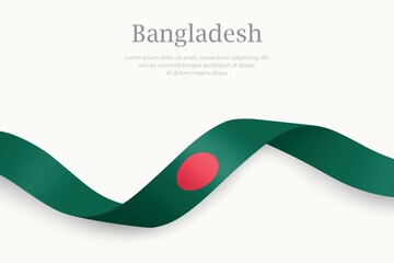Bangladesh flag on Waving ribbon
