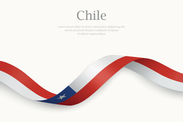 Chile flag on Waving ribbon