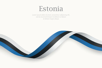 Estonia flag on Waving ribbon