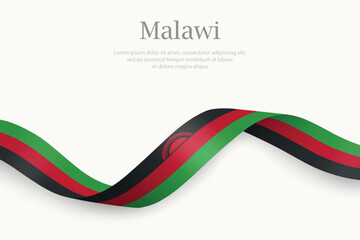 Malawi flag on Waving ribbon