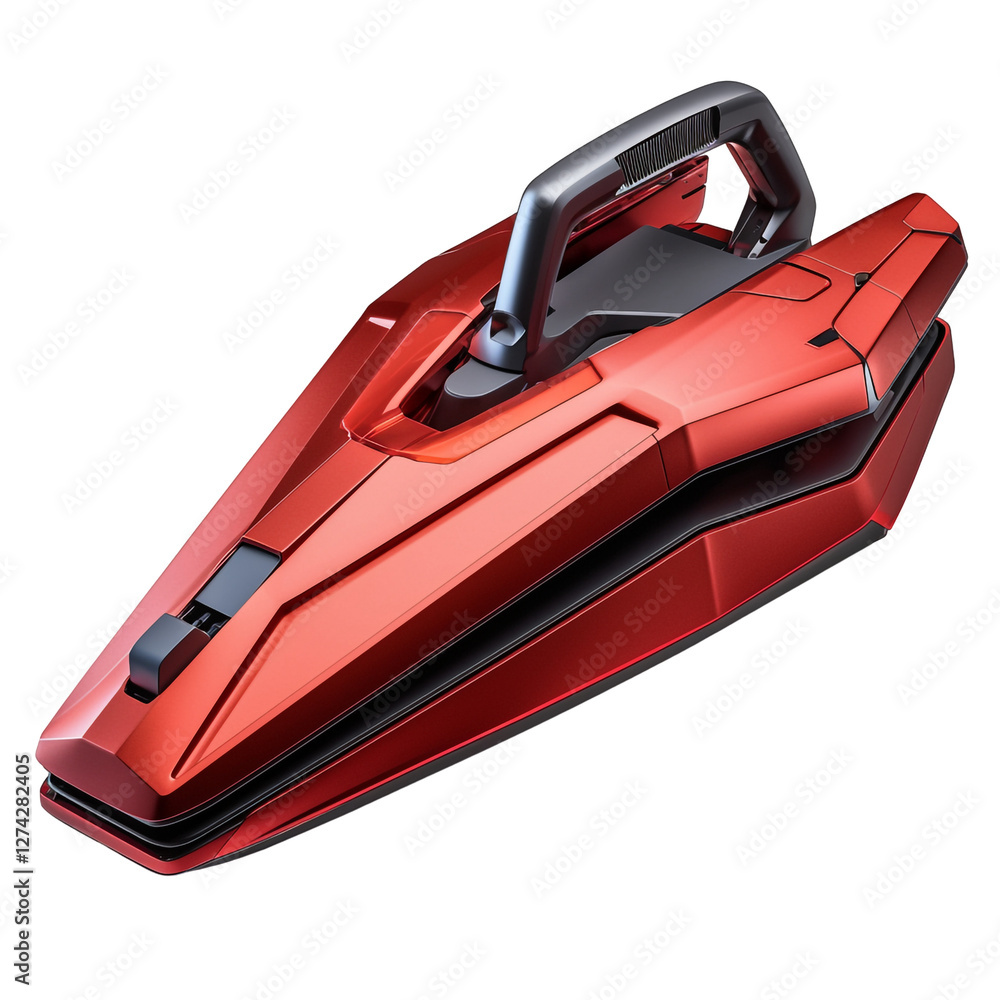 Poster futuristic red device with handle
