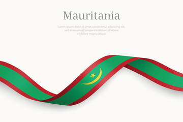 Mauritania flag on Waving ribbon