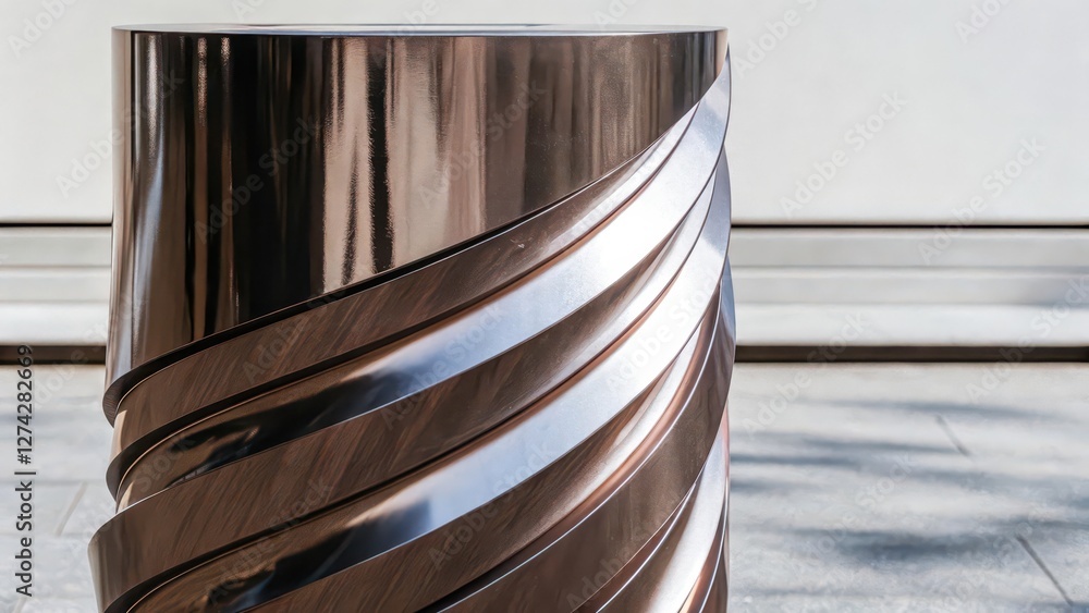 Poster metallic spiral column on white background
