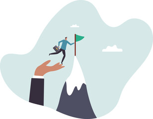 Helping hand, coaching or mentor support employee to achieve business target,business concept.flat character.