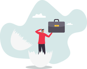 Newbie or beginner just start new business, entrepreneur or start up, begin new job position or out of comfort or safe zone.business concept.flat character.