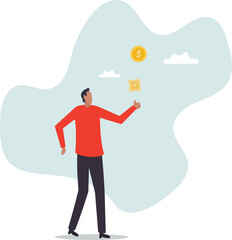 Coin flip or toss spinning money coin metaphor of luck, chance and opportunity,business concept.flat character.