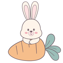 Baby Bunny Peeking from Carrot – Cute Easter Clipart