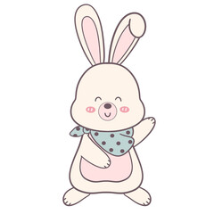 Smiling Bunny with Scarf – Pastel Spring Rabbit Illustration
