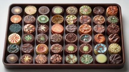 Exquisite Array of Gourmet Chocolates in a Tray: A Decadent Delight