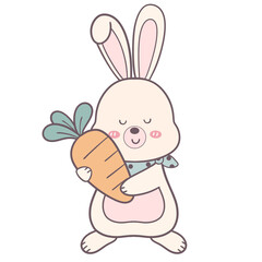 Kawaii Easter Bunny Holding Carrot – Cute Rabbit Clipart