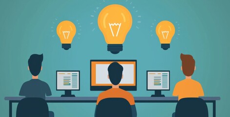 Team collaboration and brainstorming in a modern office workspace