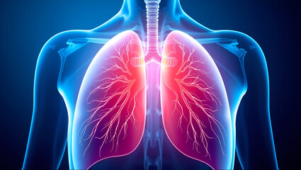 X ray human body anatomy of lung organ respiratory system Clinical Biology Disease Medical Injury Healthcare 3D illustration