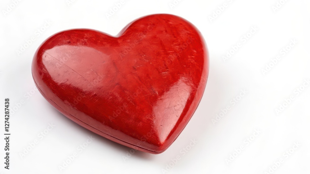 Poster red heart shape object on white background