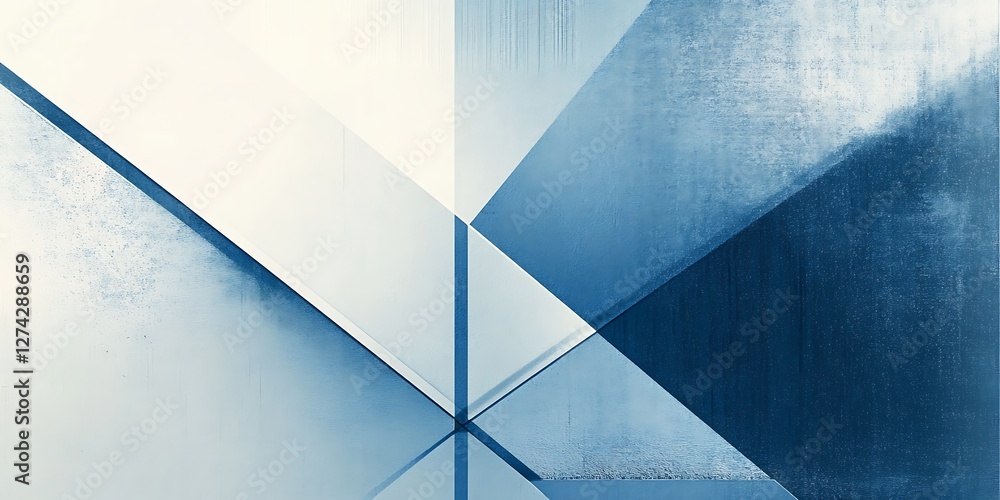 Poster abstract geometric design featuring clean lines and minimalist style with cool blue tones and subtle