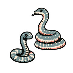 a simple snake set vector style with white background