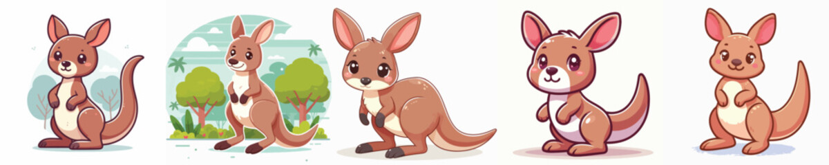 vector set of adorable kangaroos