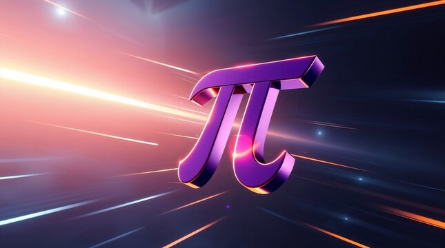 Futuristic Sci-Fi Artwork Featuring a Cute Pi Symbol in Motion