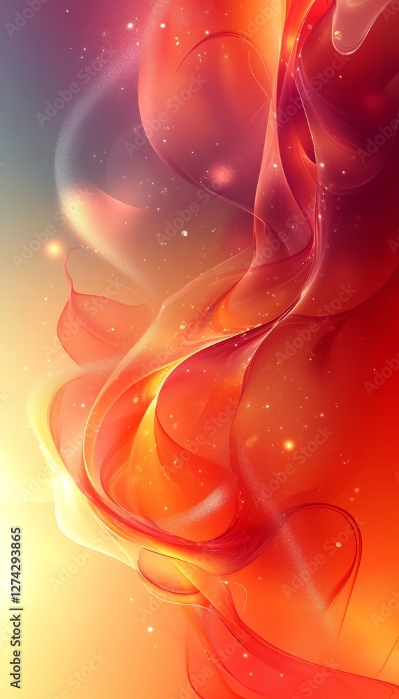 Poster abstract red flowing lines background, vibrant light source with speed effect, clean design