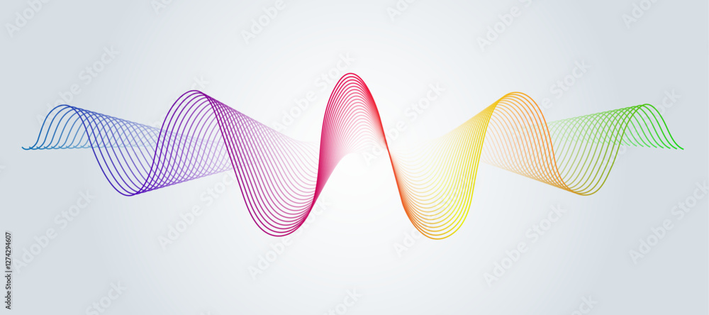 Poster abstract smooth curved lines design element technological background with a waveform line stylizatio
