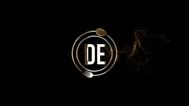 DE Golden Logo, Luxury DE Restaurant Logo Videos For Marketing 