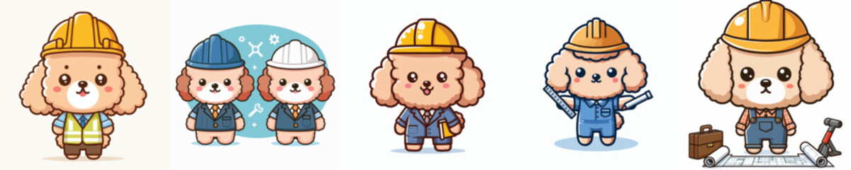 vector poodle dog being an architect