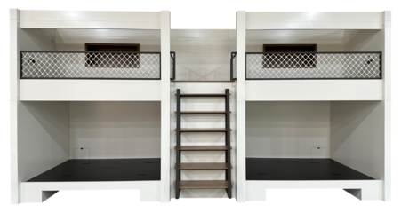 modern kitchen interior with shelves on white and transparent background