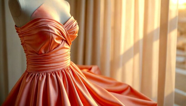 Red Dress Form in Bondage Setup with Sunlight