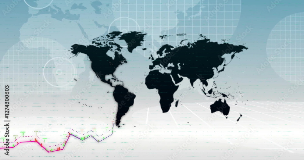 Poster image of digital data processing over world map