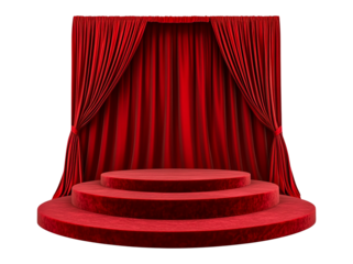 Red, round podium, pedestal, or platform isolated on a  transparent background