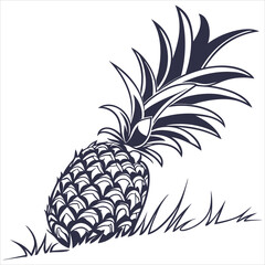 Obraz premium silhouette pineapple image on white background