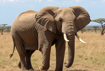Elephant in kenya in savannah