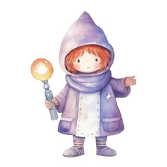 watercolors Cute astronaut_wizard illustration 