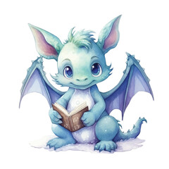 watercolors Cute baby dragon illustration 