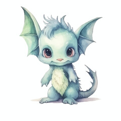watercolors Cute baby dragon illustration 
