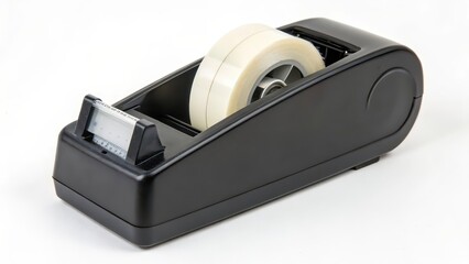 Black Tape Dispenser on White Background
